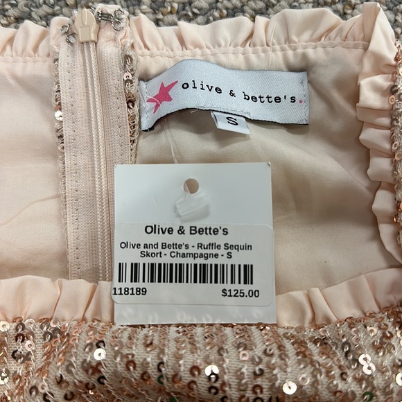 Olive & bette’s ruffle sequin skirt champagne color size small - Picture 2 of 5